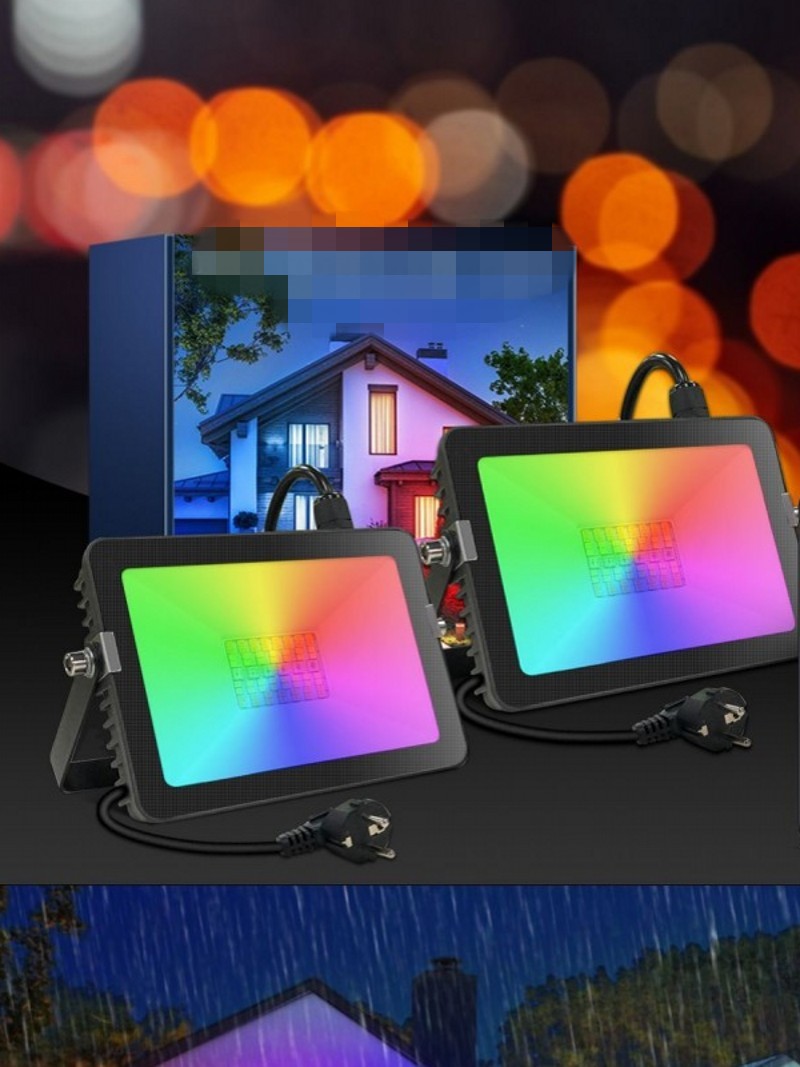 RGB LED Floodlight 20W Outdoor Smart Flood Light 110V 220V IP66 Bluetooth-compatible Color Changing Spotlight APP Group Control