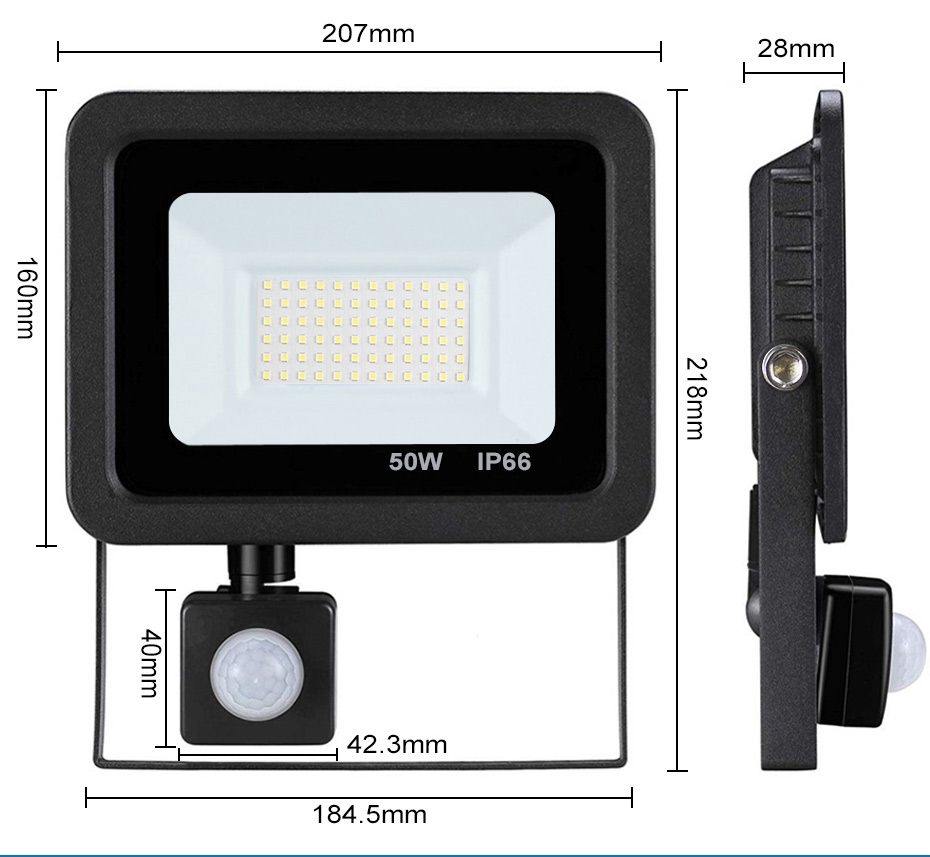 IP66 Waterproof Reflector Projector Outdoor Spot Light 10W 20W 30W 50W with PIR Floodlight Projector Outdoor Wall Lamp Reflector