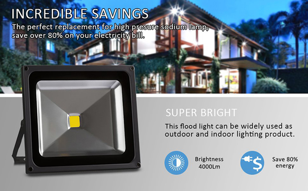Flood Light LED 20W 30W 50W 100W 200W Outdoor WaterProof IP66 85-265V Projector Spotlight Wall Lamp for Garden,Yard,Square