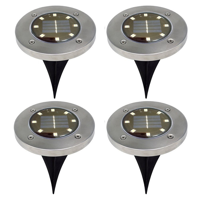 4pcs Solar Powered Ground Light Waterproof Garden Pathway Deck Lights With 8/12/16/20 LED Lamp for Home Yard Driveway Lawn Road