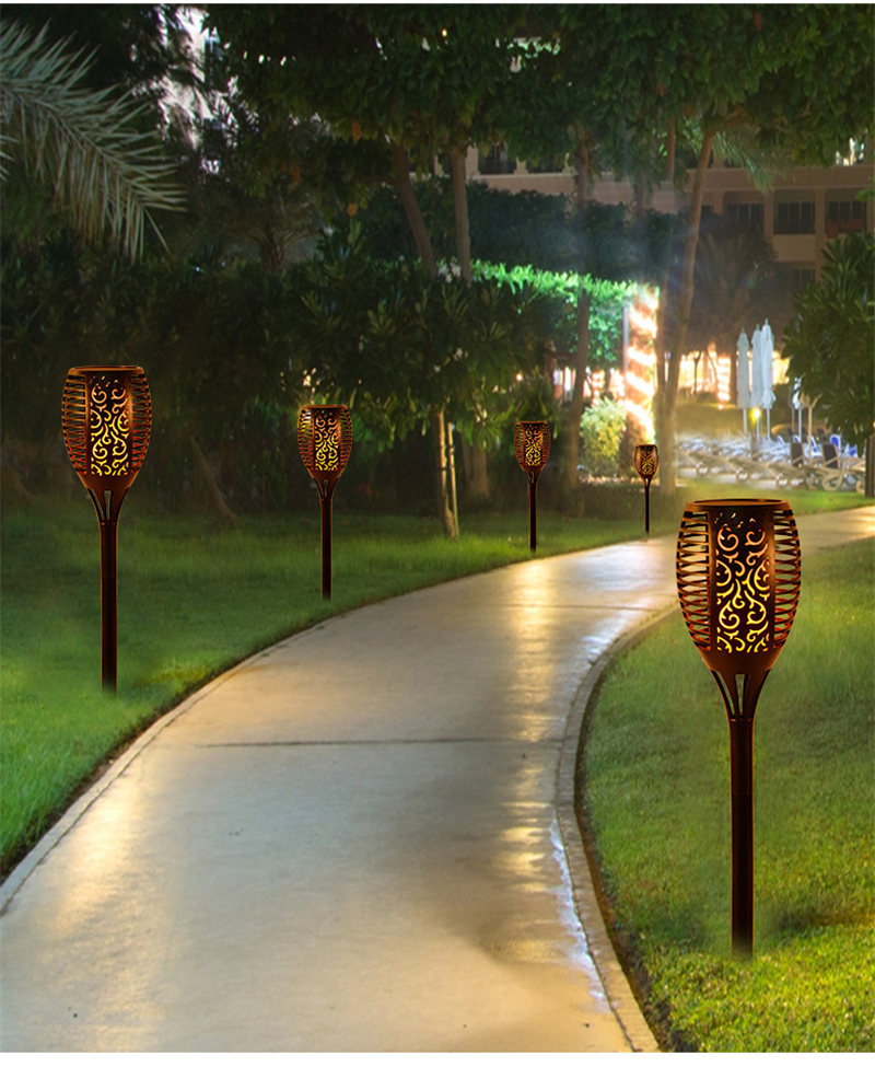 54 96 LED Solar Light Outdoor Spotlight Lawn Torch Pathway Dancing Landscape Decoration Waterproof Lamp Flickering Flame Garden