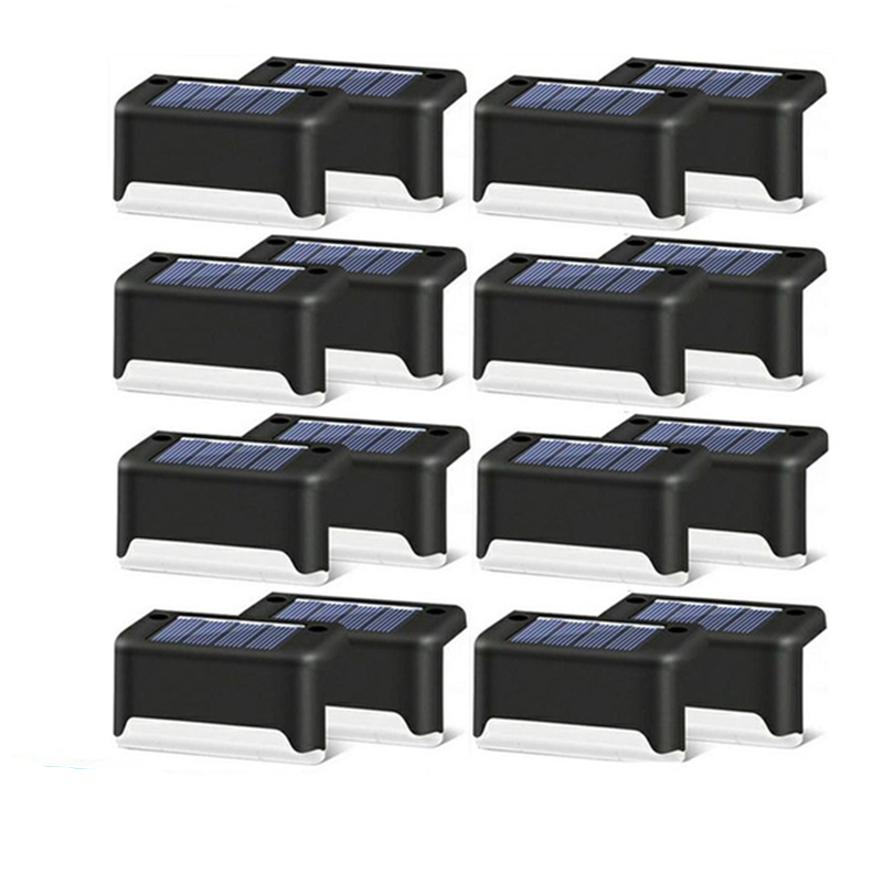 16pcs/lot Solar Path Light LED Stair Step Fence Light Outdoor Garden Yard Wall Landscape Lamp Solar Light Bright Nightlight