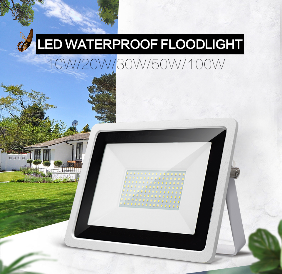 LED Outdoor Floodlight 100W 50W 30W 20W 10W Waterproof Spotlight Lamp AC220V Warm Cold White For Exterior Wall Garden Footpath