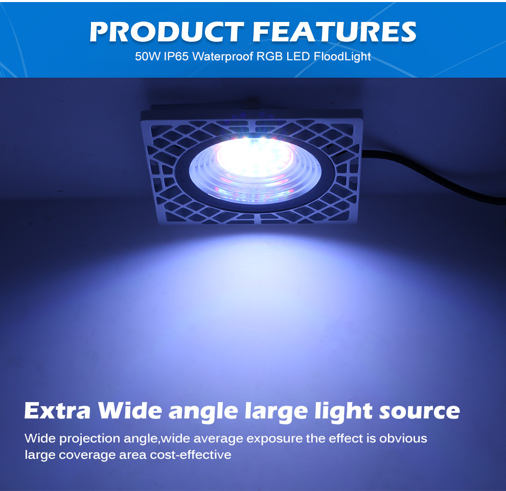 RGB 50W Led Flood Light AC 220V 240V LED Floodlight IP65 Outdoor Spotlight Landscape Lighting Reflector Wall Garden Street Lamp