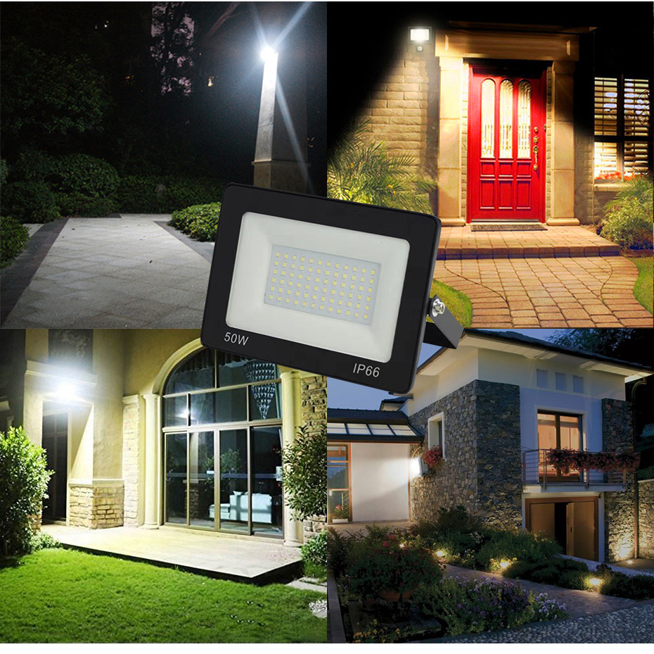 Ultra-thin 10W 20W 30W 50W 100W 150W 200W LED Flood Light 220V Reflector Flood Spot exterior IP65 Waterproof Outdoor Garden Lamp