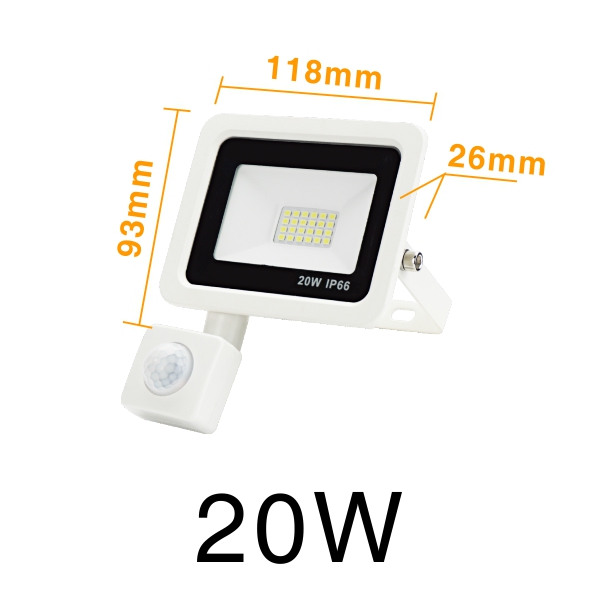 PIR Sensor LED Floodlight 10W 20W 30W 50W Ultra Thin Led Flood Light Spotlight Outdoor 220V Waterproof Outdoor Lamp White shell