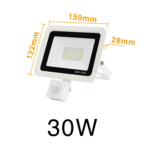 PIR Sensor LED Floodlight 10W 20W 30W 50W Ultra Thin Led Flood Light Spotlight Outdoor 220V Waterproof Outdoor Lamp White shell
