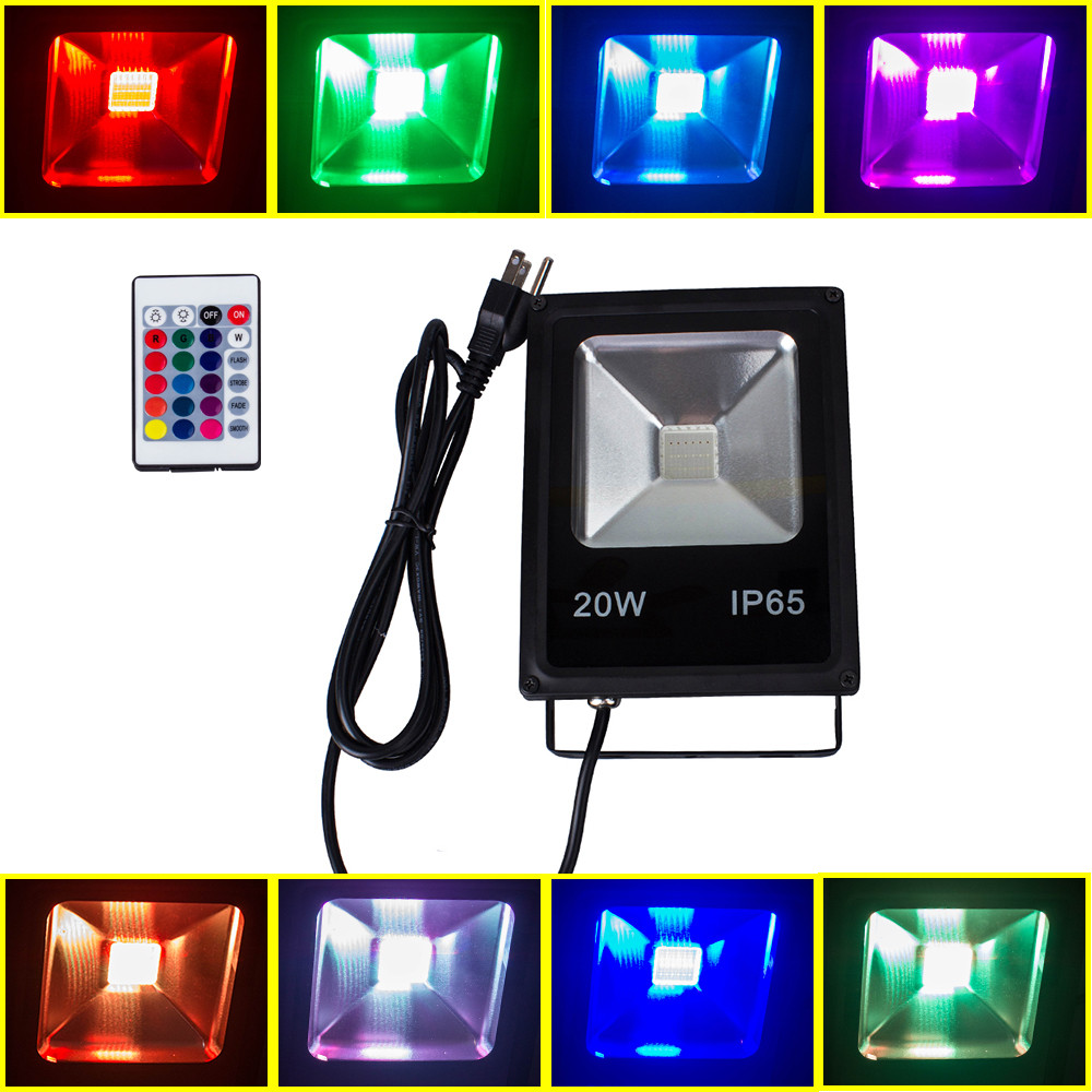 5PCS PACK LED Flood Light with Remote Control Outdoor Lighting 10W/20W/30W/50W RGB Color Changing LED Outdoor Garden Spotlight