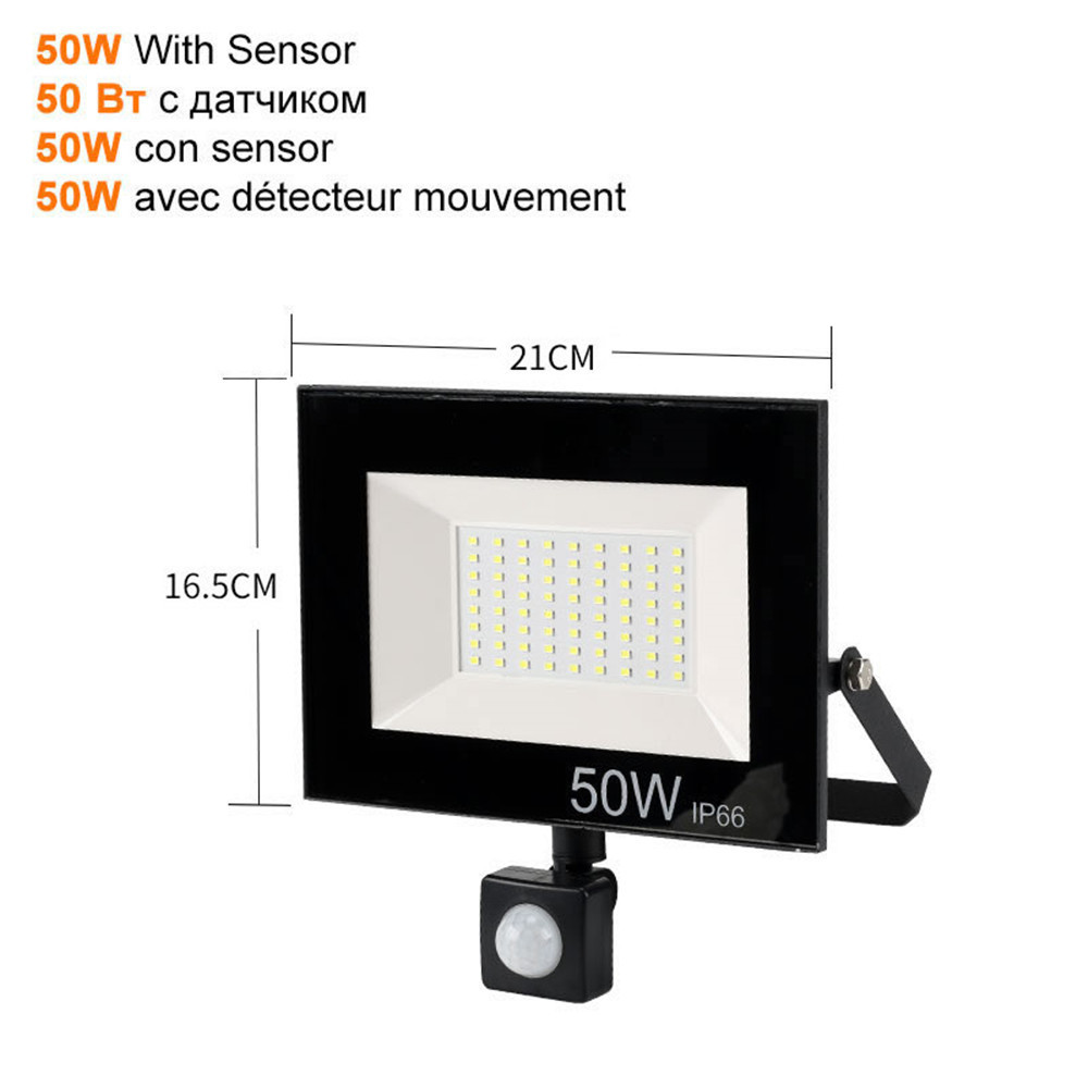 1-2pcs 220V 10-100W LED FloodLight Spotlight Exterior Street wall reflector LED PIR Motion Sensor Light Waterproof Outdoors Ener