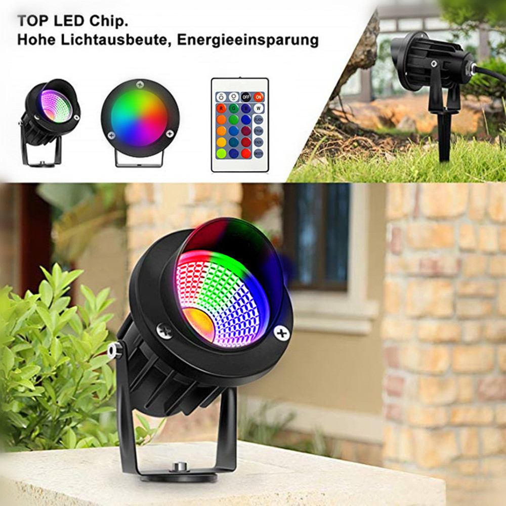 Waterproof Landscape Spot Spike Path Spotligh outdoor COB RGB Garden Light 10W LED Lawn Lamp with Remote control