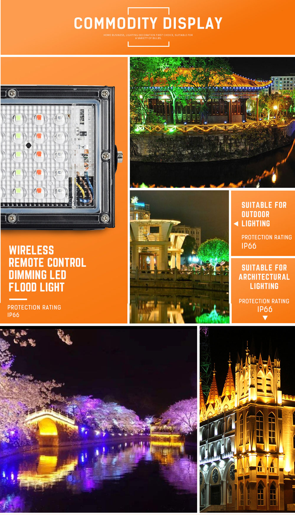 Floodlight Outdoor Solar Spotlights RGB Flood Light Led Lights 50W Remote Control Leds 220V Foco Led Exterior Garden Wall Lamp