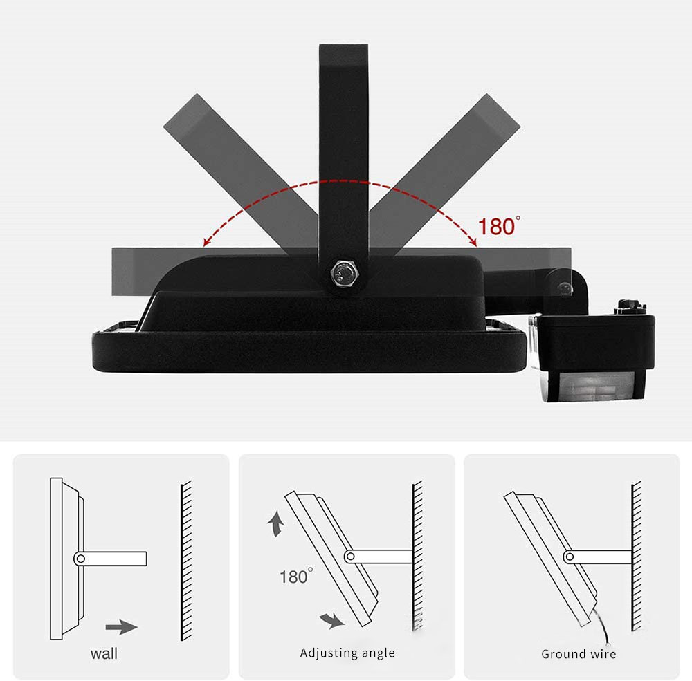 50W Led Projector Garden Flood Light Led Lights Outdoor Solar Spotlights Leds Wall Lamp With Sensor Exterior Floodlight Lighting