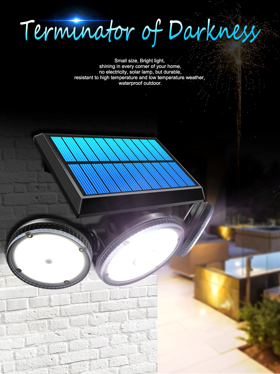 3 Heads Solar Lamp Waterproof Solar Flood Light 270°Adjustable Lighting For Garden Garage Yard Wall Solar Motion Lights Outdoor