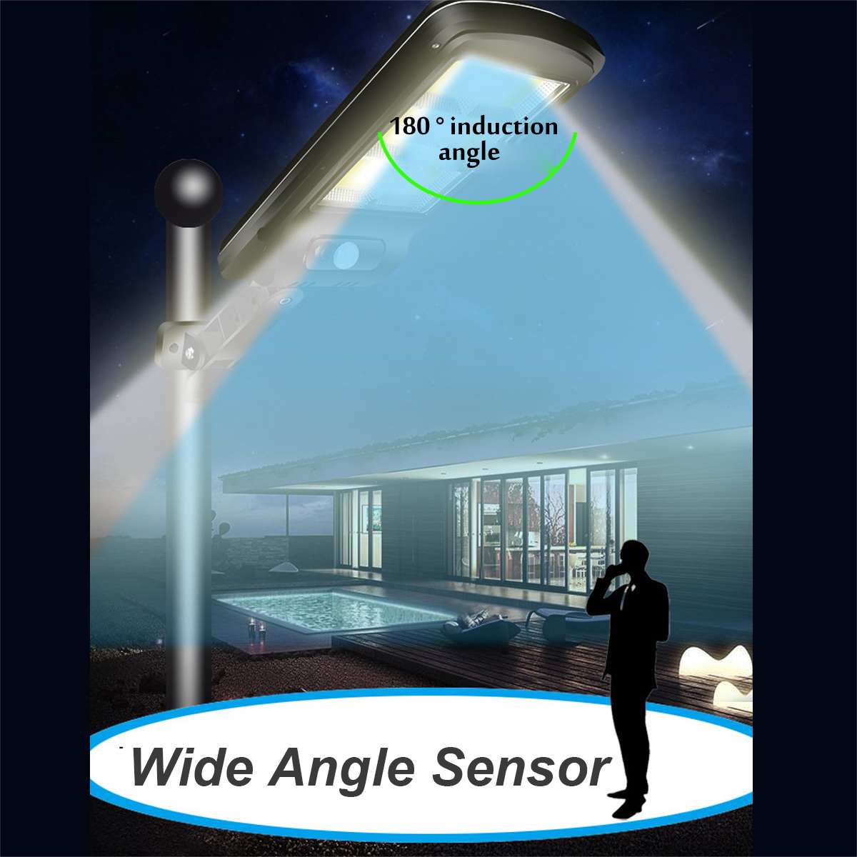 300W/500W 128 COB Solar LED Street Light PIR Motion Sensor Smart Remote Control Waterproof Outdoor Security Lighting Wall Lamp