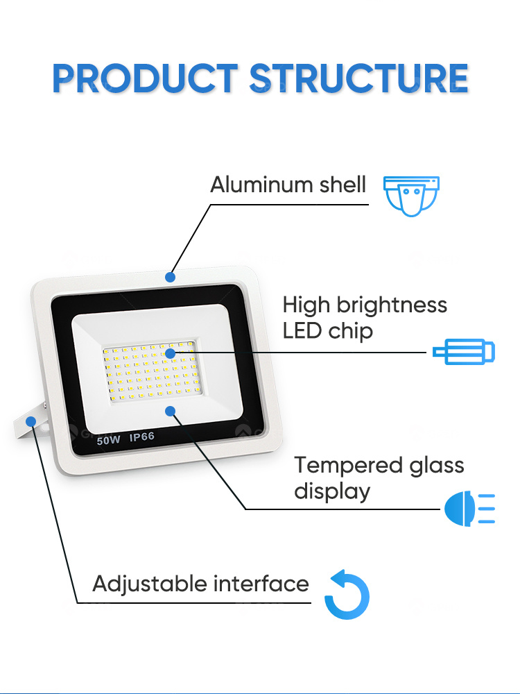 10W 20W 30W 50W 100W IP66 Waterproof Outdoor Wall Lamp AC85-265 Floodlight Spotlight Garden Lamp LED Flood Light