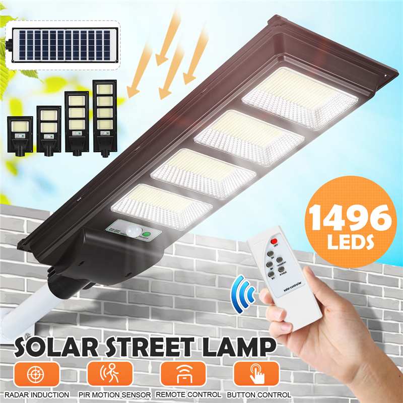 Outdoor Lighting 800W 1000W 1200W 1500W Solar LED Light Street Lamp Remote Control Waterproof Garden Wall Lamp with Radar Sensor