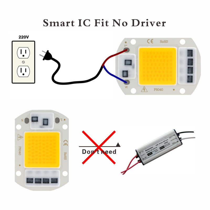 220V LED50W COB Chip NO Need Driver Lamp Beads for flood light spotlight lampada DIY Lighting