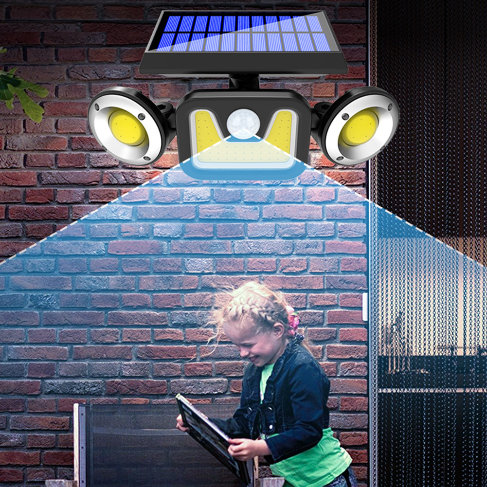 Solar Wall Light Motion Sensor 3 Heads Floodlight Waterproof Outdoor Street Light for Garden D�cor Security Lights