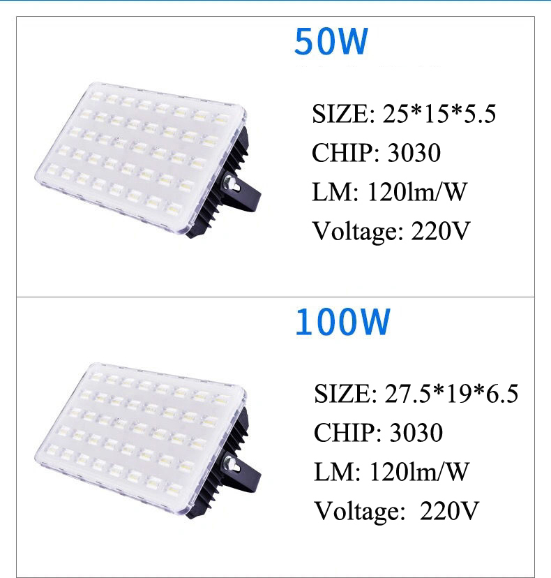 50W 100W 150W 200W Led Flood Light AC 220V Outdoor Floodlight Spotlight IP65 Waterproof can swiming underwater