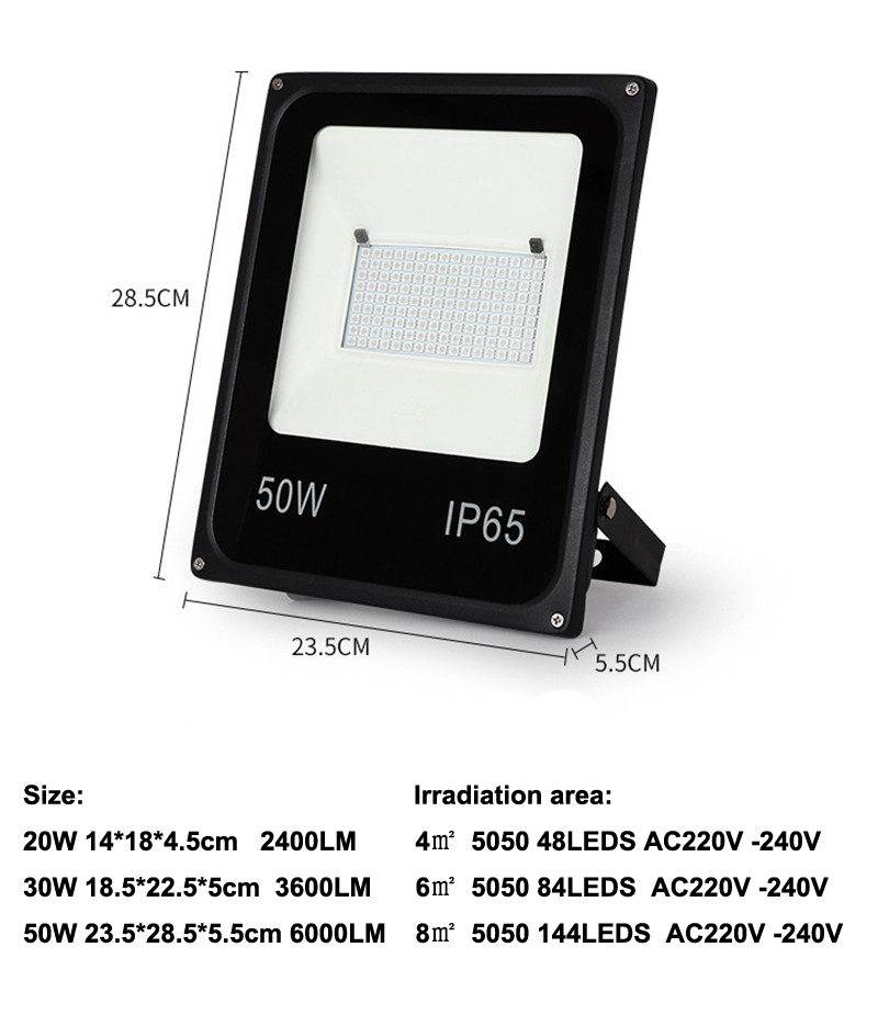 20pc/lot PIR Infrared Motion Sensor Led Floodlight 110-265V 10W 20W 30W 50W Waterproof IP65 For Garden Spotlight Outdoor Light