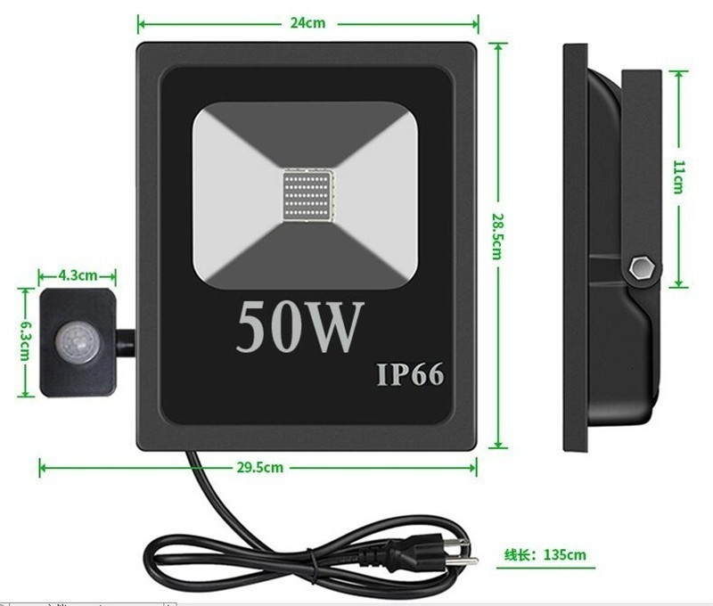 4pc 10W 20W 30W 50W UV LED Floodlight Wiht PIR Infrated Body Sensor IP66 Ultra-Violet Flood Lamp Stage Light For Halloween Party