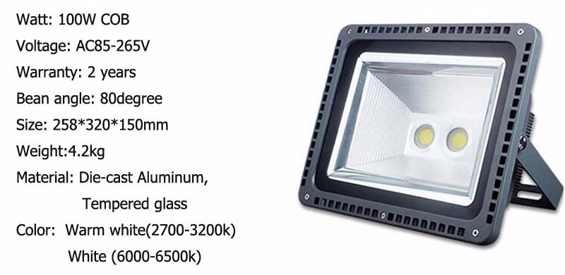 4pcs/lot COB Waterproof LED Flood Lights 100W 150W 200W Outdoor Flood Lamps 230V 240V 110V 220V Spotlight Home Garden Light
