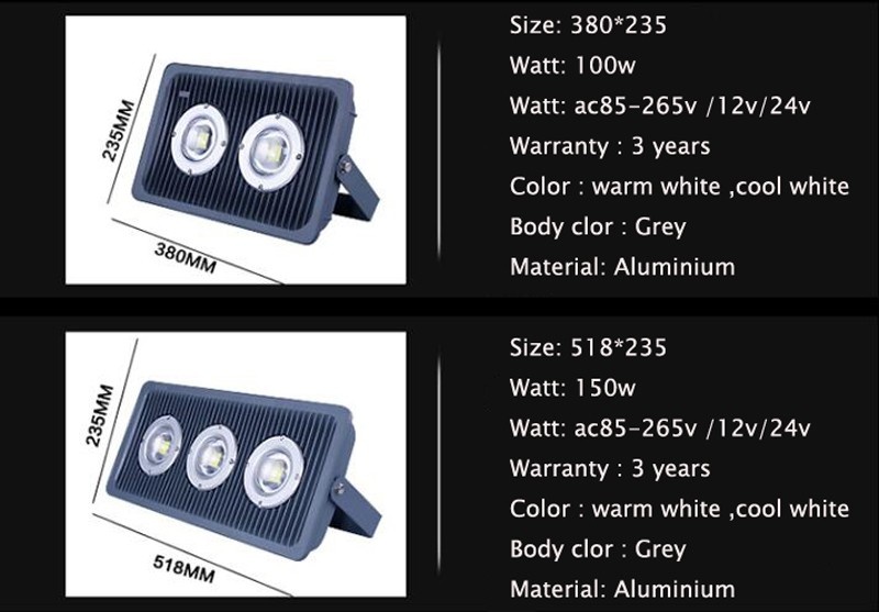 10pcs/lot Ac85-265v Tunnel Outdoor 150W Led Flood Light Spotlight For Boats Focos Refletor Floodlight Led Ip65 Outdoor Lighting