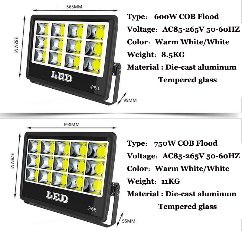 6PCS Waterproof IP65 Led COB Flood Light AC220V 110V 600W 500W 400W 300W 200W 100W 50W Led Floodlight Reflector Lamp AC85-265V