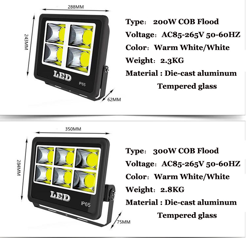 6PCS Waterproof IP65 Led COB Flood Light AC220V 110V 600W 500W 400W 300W 200W 100W 50W Led Floodlight Reflector Lamp AC85-265V
