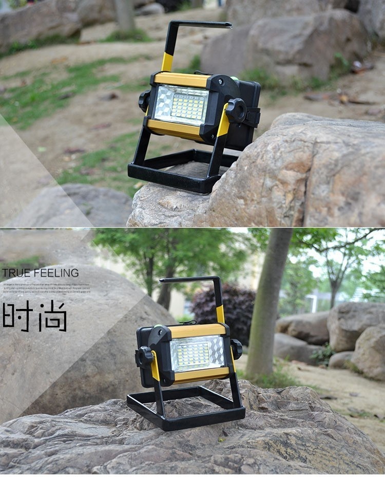 3Pcs Waterproof IP65 50W LED Floodlight Rechargeable 36LED Flood Light SpotLights Light For Outdoor +4*18650 battery + Charger