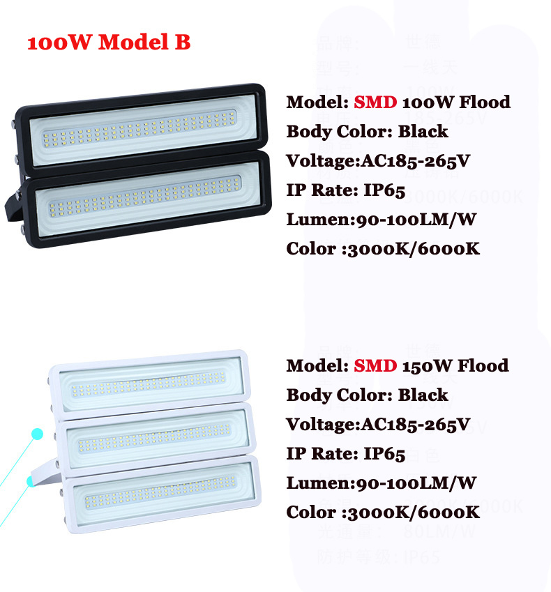 Waterproof 2400lm IP65 50W LED Floodlight Rechargeable 36LED Flood Light SpotLights Light For Outdoor