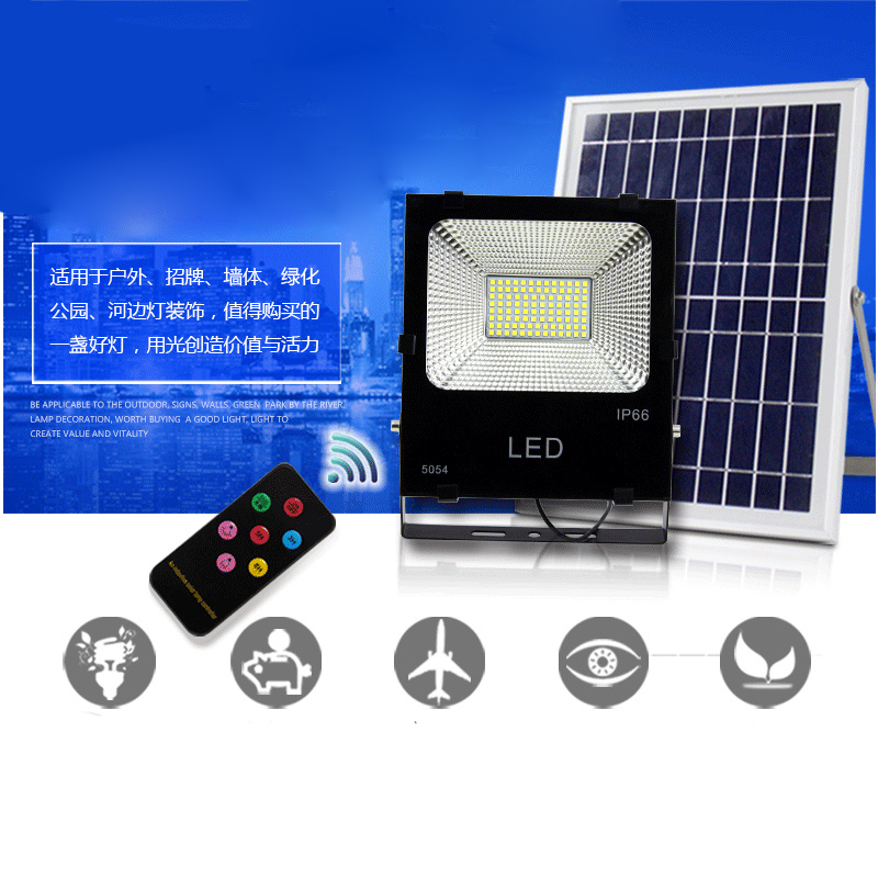 Led Solar Flood Lamp With Remote Street Light 30W/50W/100W Garden Lawn Spotlight Outdoor Wall Lighting Waterproof Floodlight