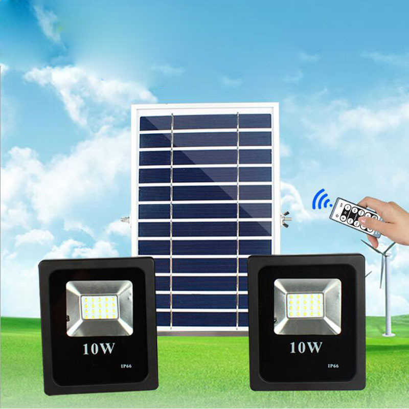 4PCS 10W 20W Double solar powered Flood Lamp solar working lamp garden LED floodlight sensor remote control led spotlight