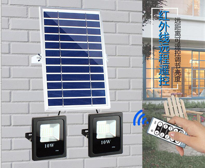 4PCS 10W 20W Double solar powered Flood Lamp solar working lamp garden LED floodlight sensor remote control led spotlight