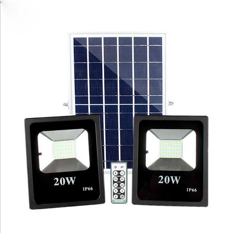 4PCS 10W 20W Double solar powered Flood Lamp solar working lamp garden LED floodlight sensor remote control led spotlight