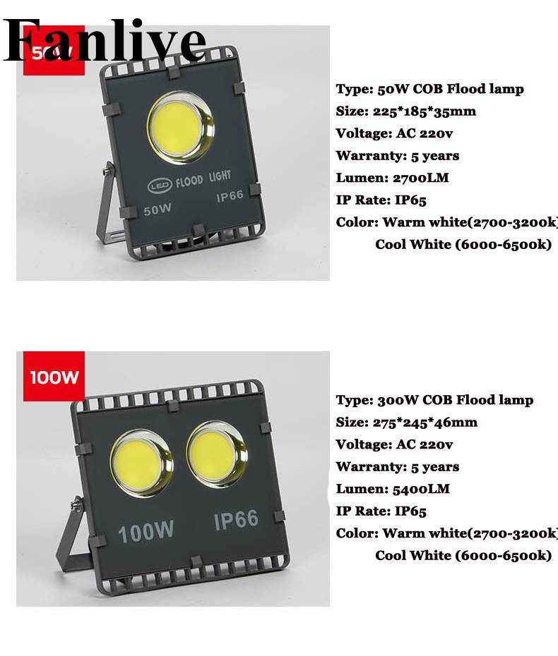4PCS Ultrathin COB Floodlight 50W 100W 200W 300W 400W Outdoor Flood Light AC220V 110V Waterproof IP65 Professional Lighting