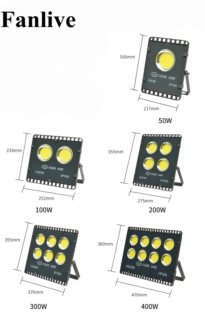 8PCS Ultrathin COB Floodlight 50W 100W 200W 300W 400W Outdoor Flood Light AC220V 110V Waterproof IP65 Professional Lighting