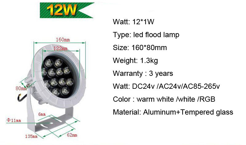 10pcs/lot 12W IP65 Waterproof Floodlights Outdoor Garden Yard Lawn Square Cast Aluminum Foco LED exterieur flood Spot Light