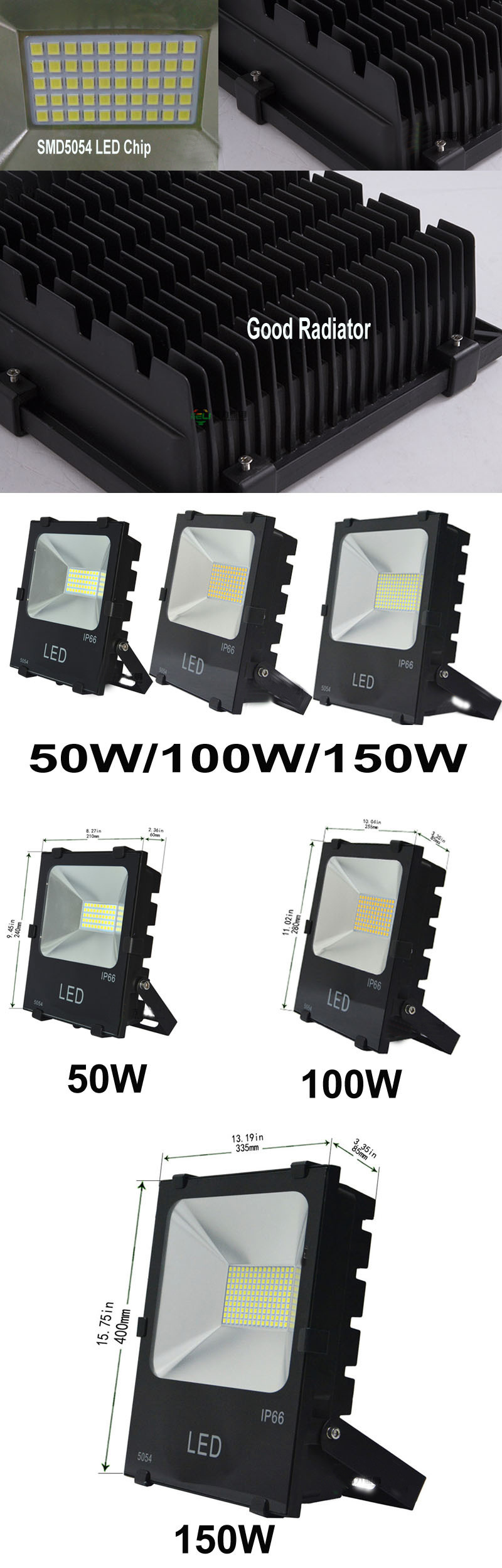 4pcs/lot Led Flood Light Outdoor Floodlight Lamp LED 50W 100W 150W 200W SMD 5054 Led Spotlight Warm/Cold White IP65 Waterproof