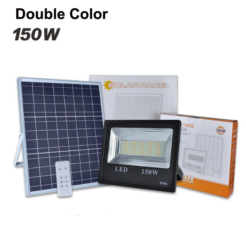 3PCS 150W Solar Flood Light Double ColorSolar Power LED Flood Light Garden Path Street Spotlight Waterproof Lamp Remote Control