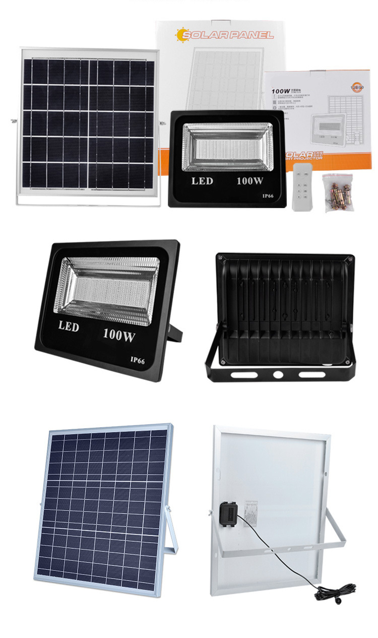 10PCS 50W 100W LED Solar Flood Light RGB Colorful Outdoor Floodlight Garden Wall Solar Powered LED Flood Light Remote Controller