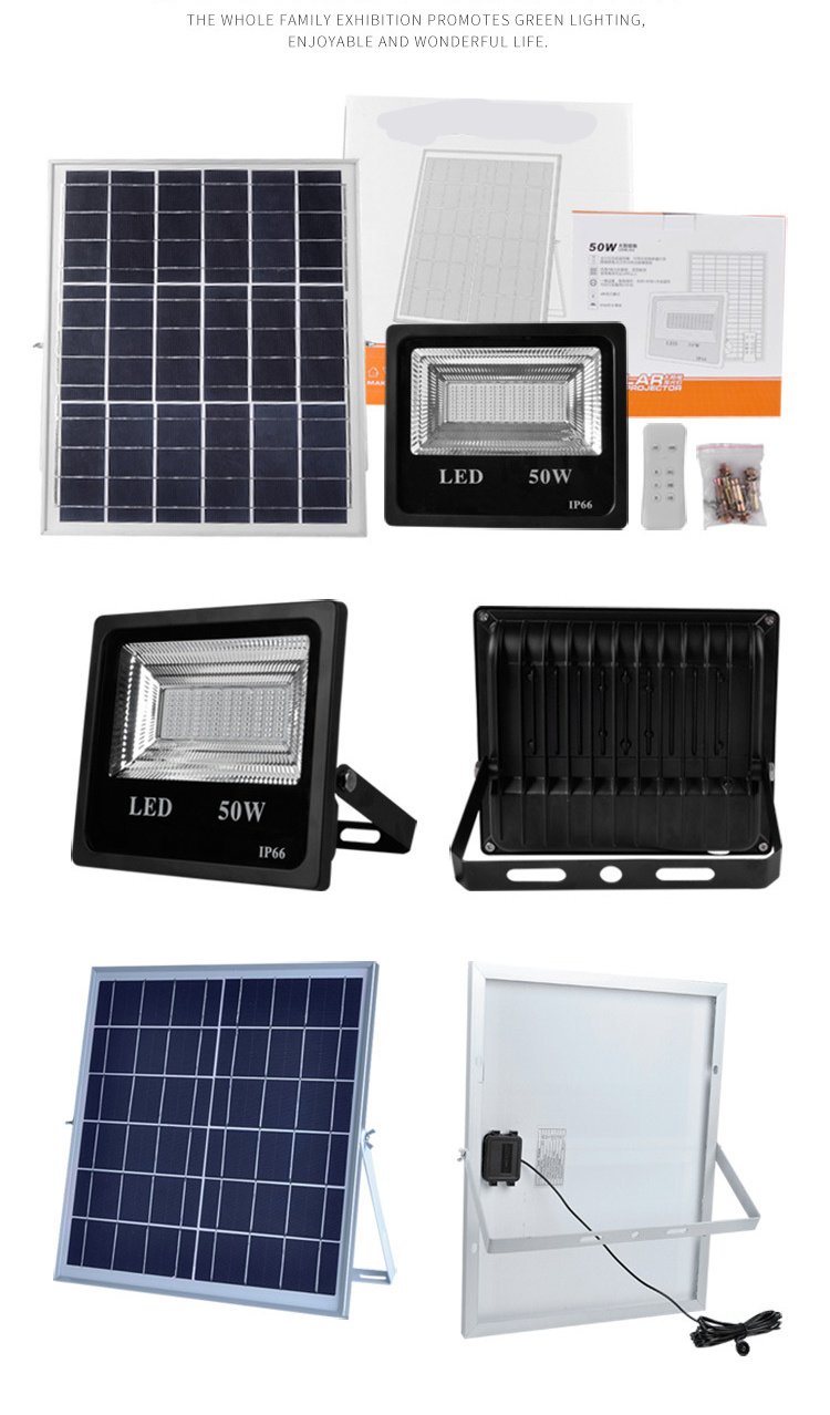 10PCS 50W 100W LED Solar Flood Light RGB Colorful Outdoor Floodlight Garden Wall Solar Powered LED Flood Light Remote Controller