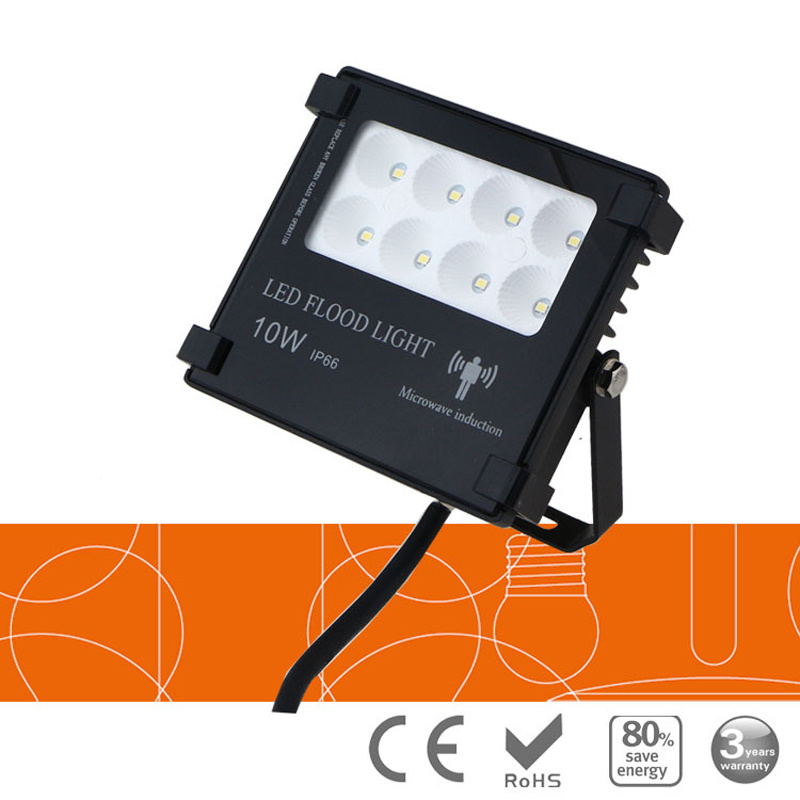 10pcs/lot Untrathin LED Flood Light 10W 20W 30W 50W 100W AC85-265V Microwave Radar Induction Motion Sensor Outdoor Lighting