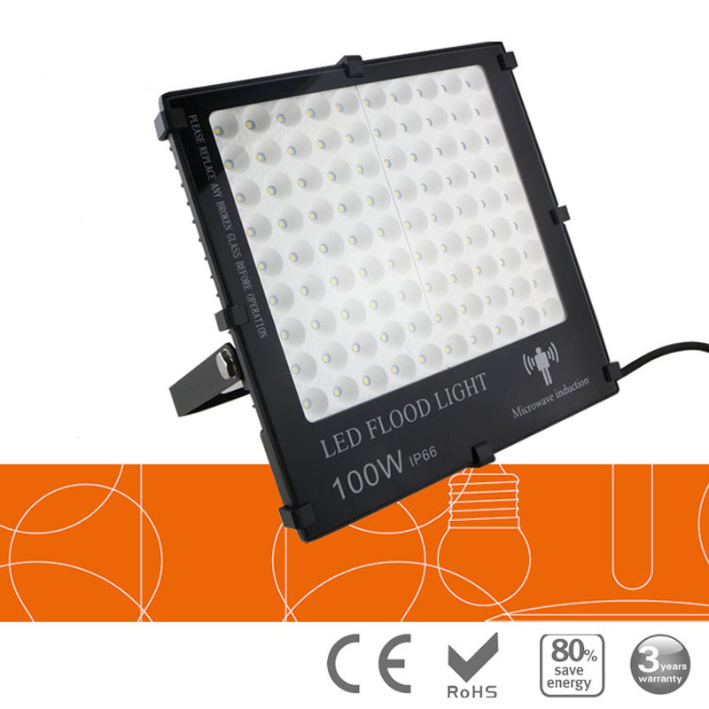 10pcs/lot Untrathin LED Flood Light 10W 20W 30W 50W 100W AC85-265V Microwave Radar Induction Motion Sensor Outdoor Lighting