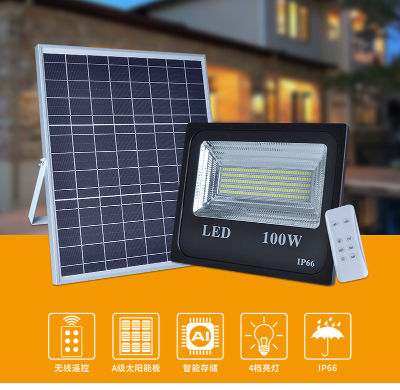 4PC/lot 100W Solar Flood Light Double Color Waterproof IP65 Spotlight Solar Lamp For Garden Decoration Remote Controller