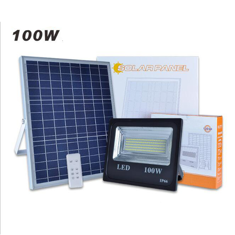 4PC/lot 100W Solar Flood Light Double Color Waterproof IP65 Spotlight Solar Lamp For Garden Decoration Remote Controller