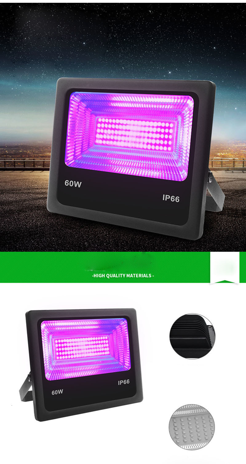 8pcs/lot 30W 60W UV LED Black Light Floodlight Ultra-Viole Waterproof Ip66 Ktv Bar Haunted House Uv Fluorescence Effect Lamp