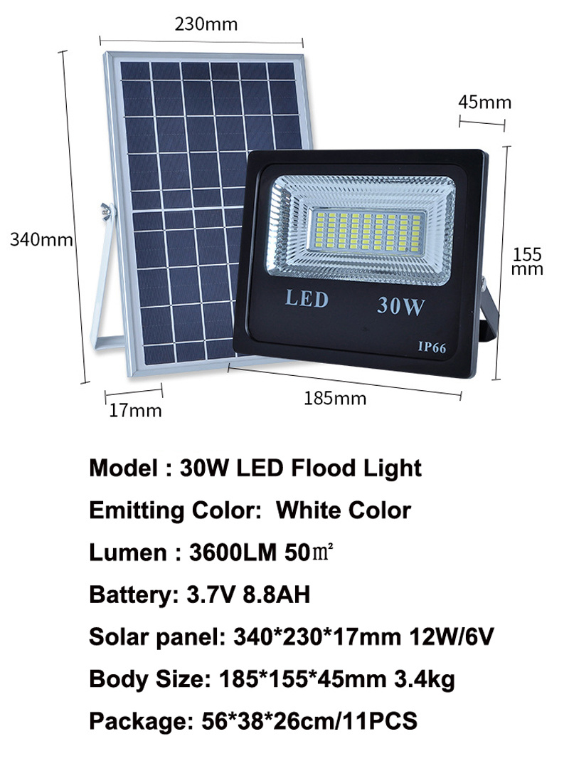 10PC 30W Solar Flood Light Double Color Solar Street Lamp LED Solar Light Super Bright Spotlight With Remote Controller 4 Model