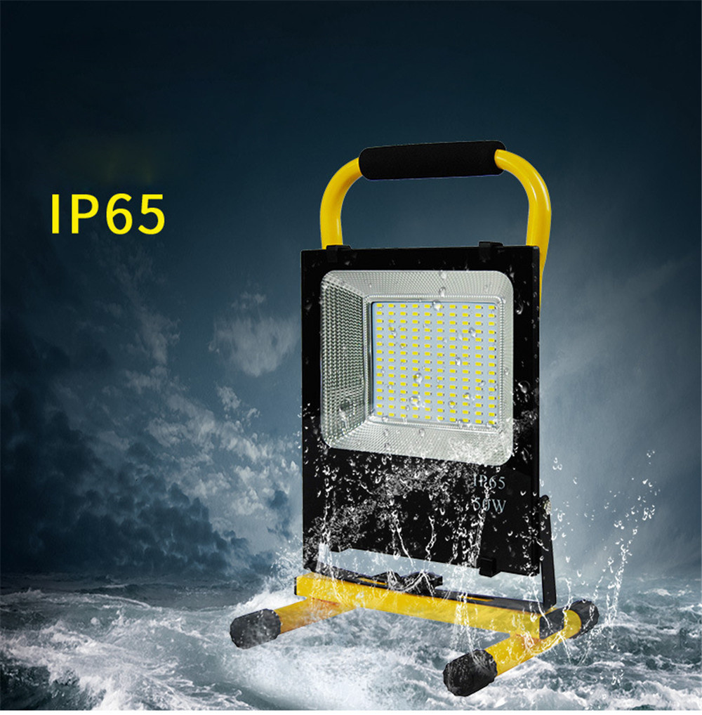 8PCS 50W 100W 150W LED Floodlight SMD 5730 High Power Portable Spotlight Outdoor Rechargeable Light Power + Charger