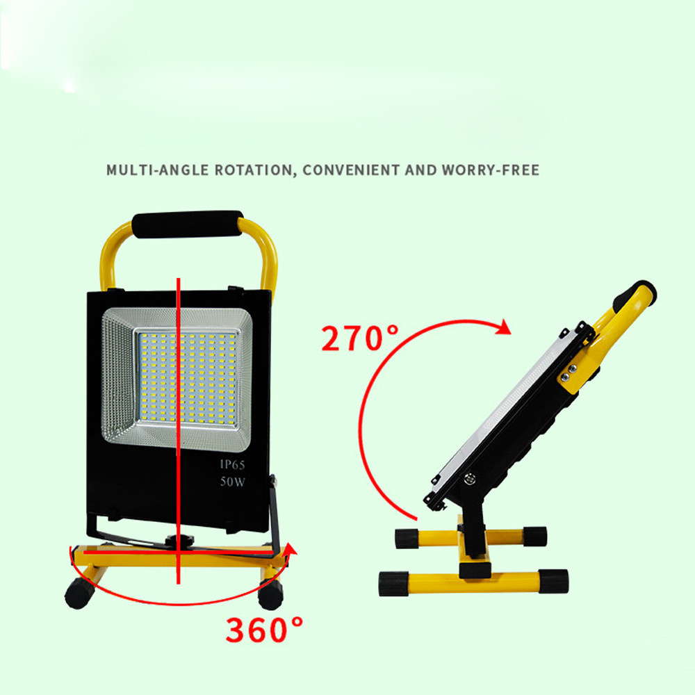 8PCS 50W 100W 150W LED Floodlight SMD 5730 High Power Portable Spotlight Outdoor Rechargeable Light Power + Charger